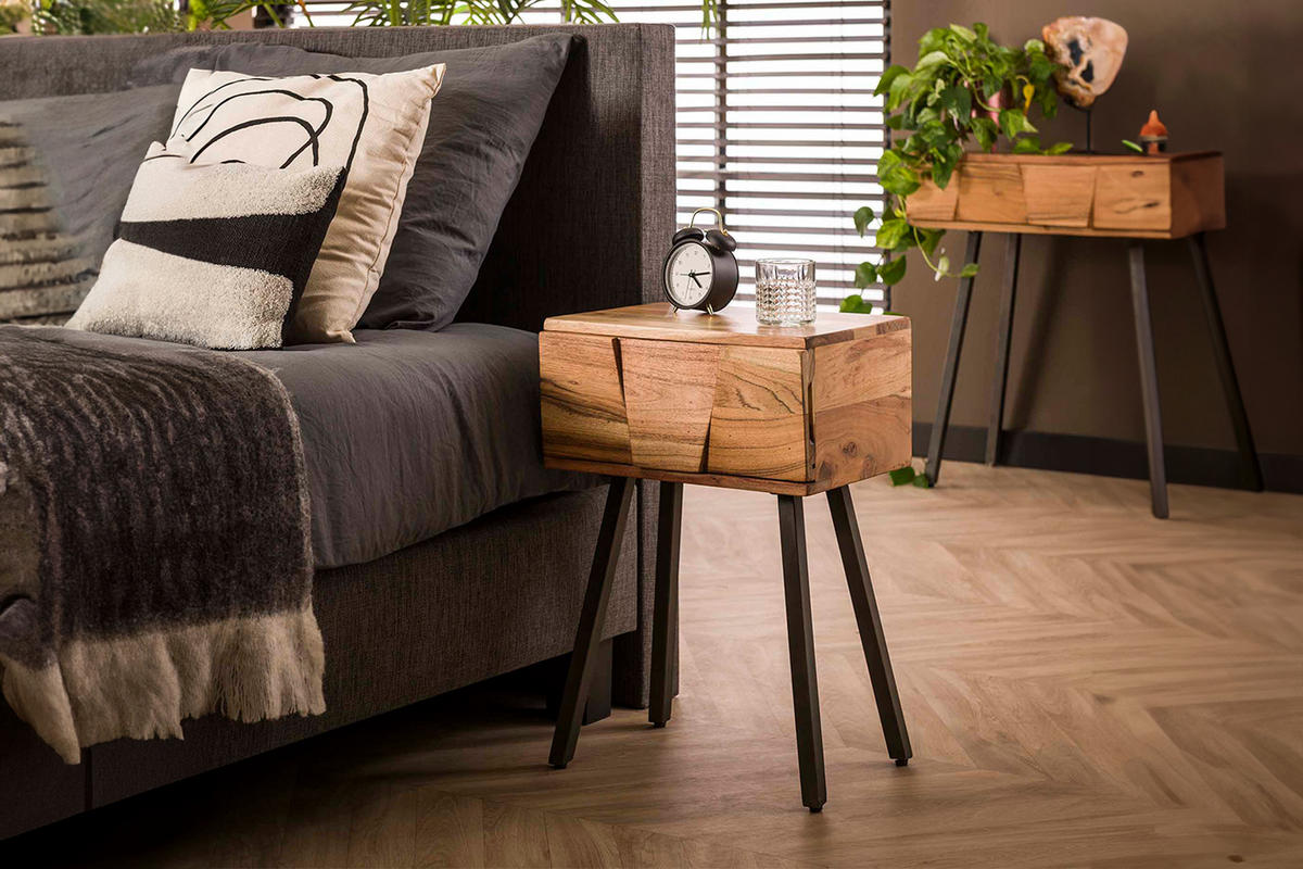 NACHTTISCH ANYL Holz Akazie - Braun, Holz (40/60/30cm) - KAWOLA