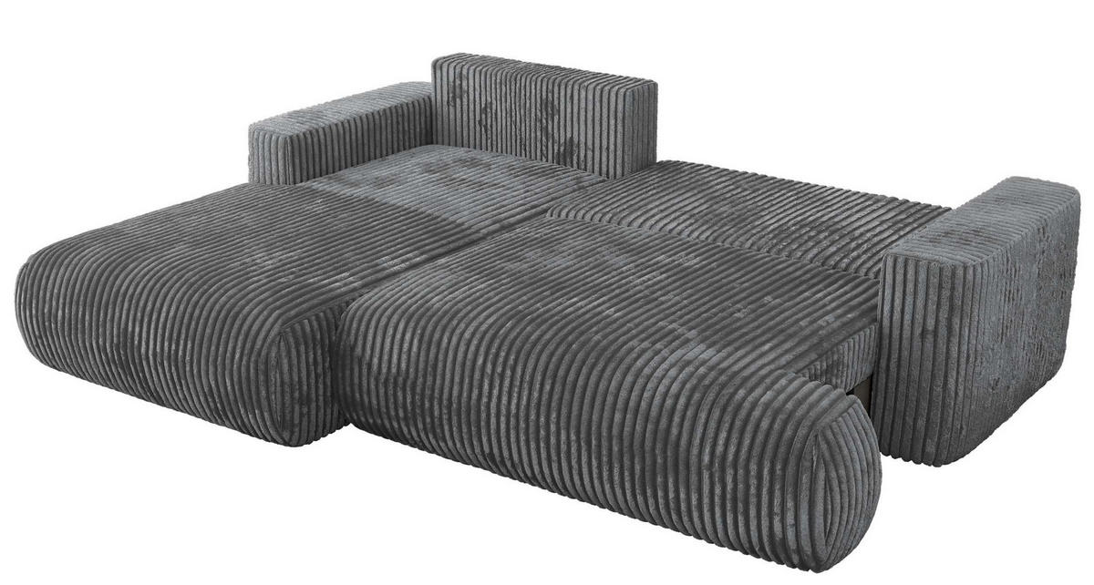 ECKSOFA OVO L Dunkelgrau Cord - Links Seite - Dunkelgrau/Schwarz, Kunststoff/Textil (271/195cm) - MKS