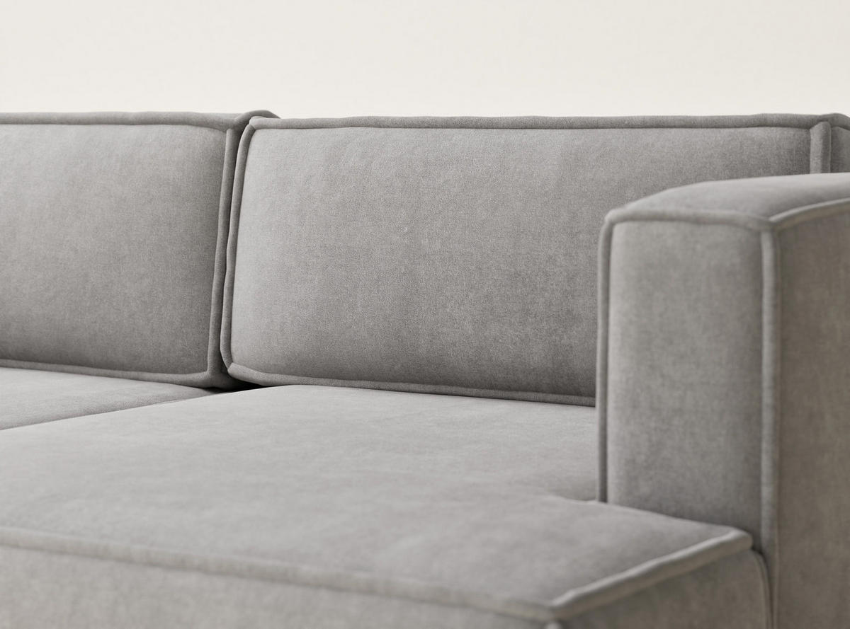 ECKSOFA MIT SCHLAFFUNKTION Velto Beige grau Webstoff - Greige/Schwarz, Holz/Holzwerkstoff (250/152cm) - Maison de Reve