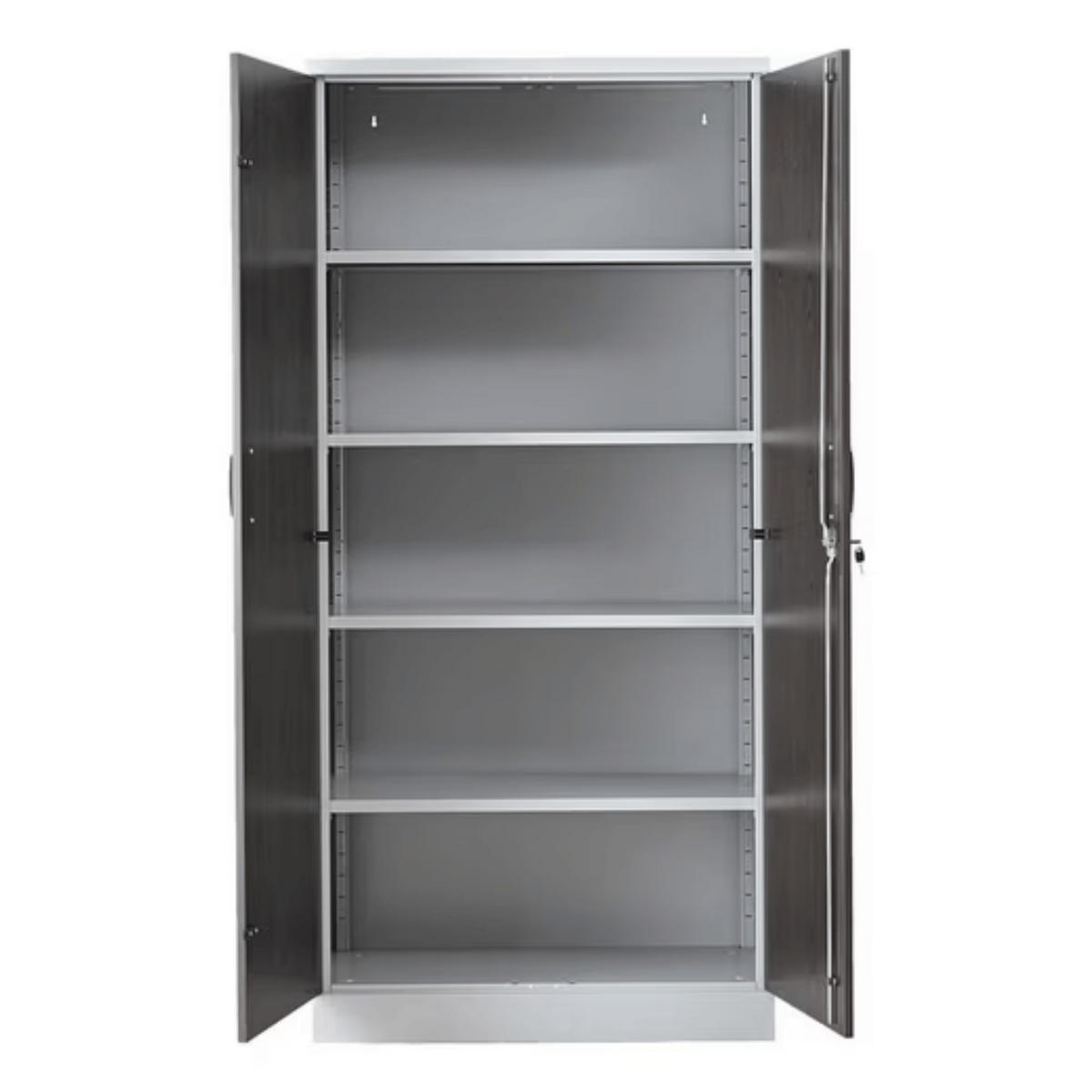AKTENSCHRANK Beetle 4 Fachböden 195x92x42 cm Silber & Wenge - Wengefarben, Metall (92/195/42cm)