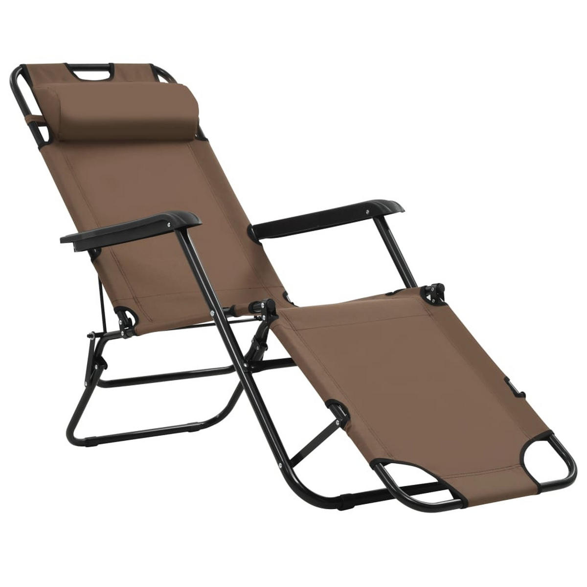 KLAPPBARE Sonnenliegen 2 Stk. mit Fußablage Braun - Braun, Metall (61/89/138cm) - furnicato