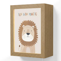 WANDLEUCHTE Löwe - Beige - Tier - Mutig - Zitat 15x20 cm - Beige, Holzwerkstoff (15/20/8cm) - OnlyWow