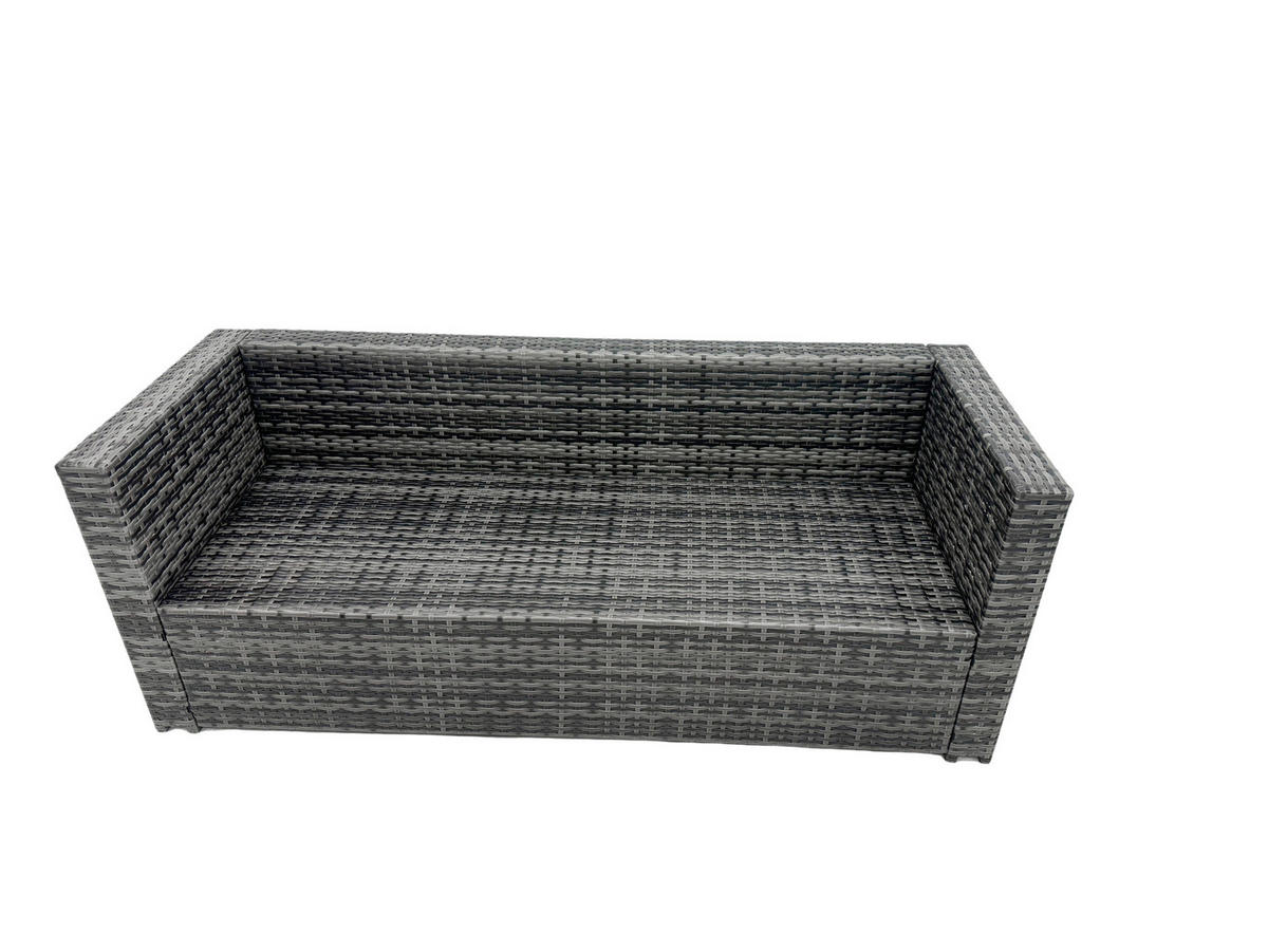 LOUNGESOFA SET mit Stuhl Esstisch Polyrattan 8-Sitzer - Dunkelgrau/Grau, Glas/Kunststoff - Fimous