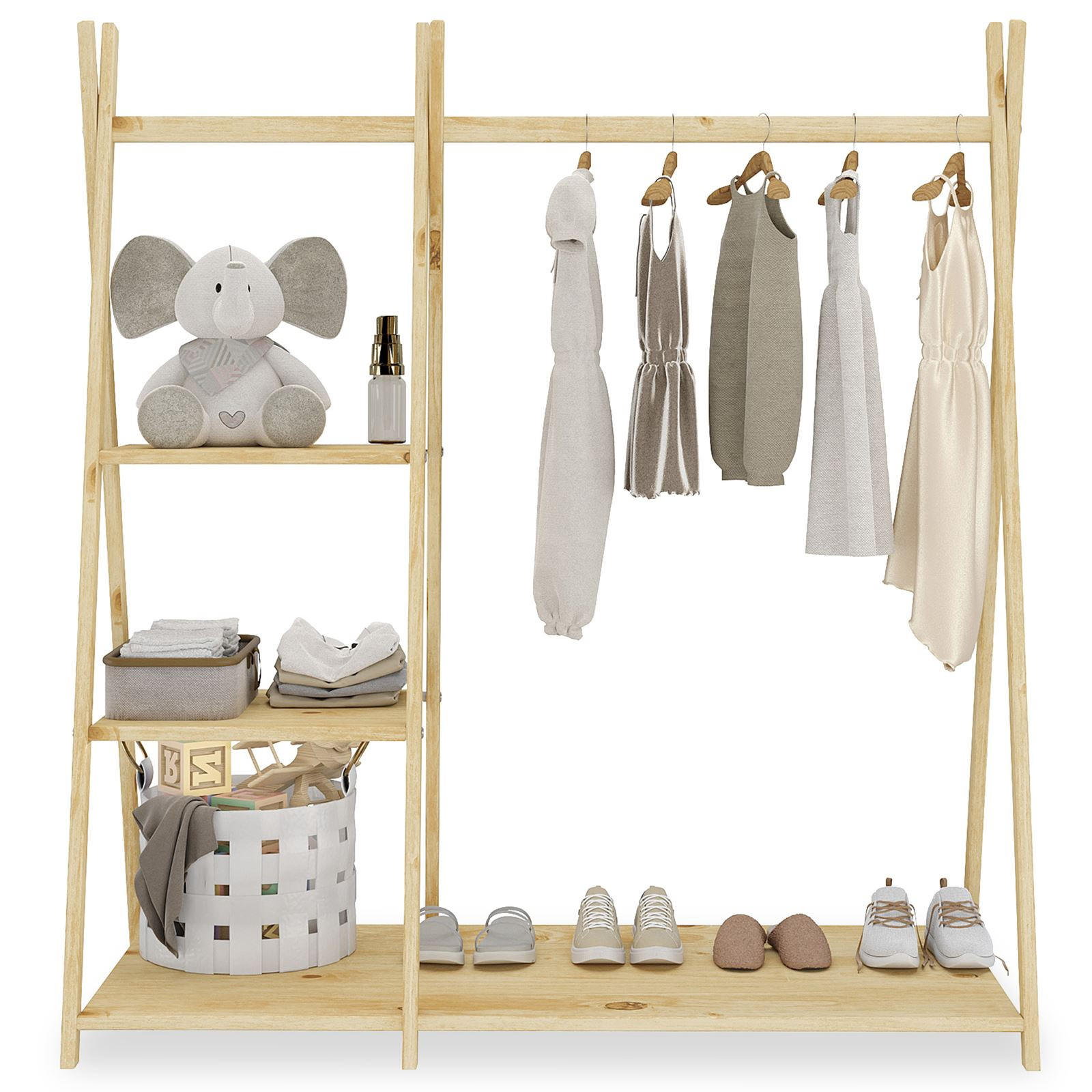KINDERGARDEROBE LOTTE - Naturfarben, Holz (108/115/47cm) - IDIMEX