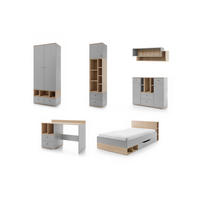 JUGENDZIMMER-SET OLAF 6-teilig in Platin Grau / Biskuit Eiche - Eichefarben/Grau, Holzwerkstoff (489/195/224cm) - Deine Möbel 24