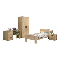 JUGENDZIMMER Set Keelia Eiche Melamin 4tlg Möbel - Eichefarben, Kunststoff (100/1/200cm) - 58aufmkessel