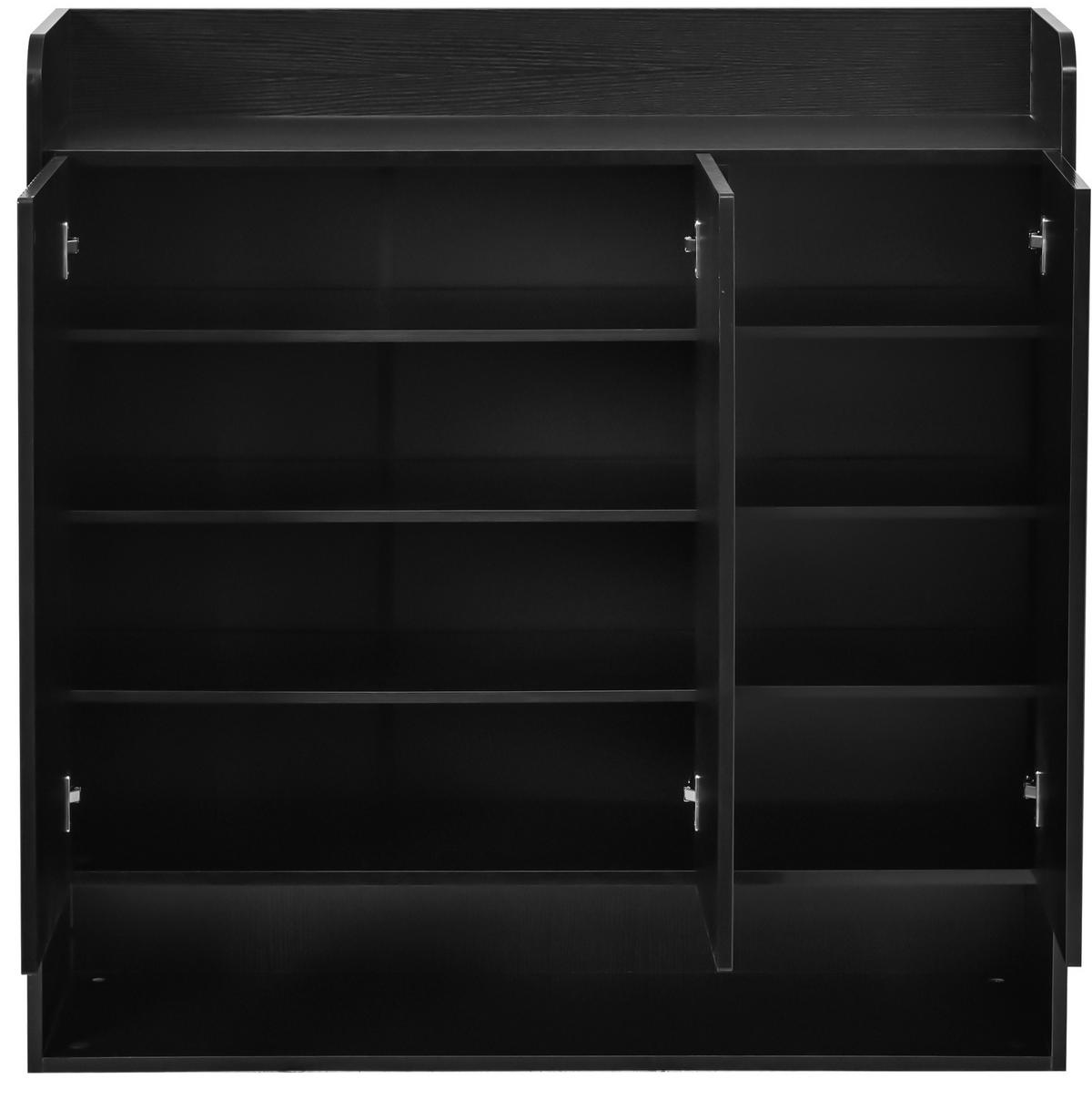 SCHUHSCHRANK 110/35,5/110 cm in Schwarz mit Spiegel und verstellbaren Einlegeböden - Schwarz, Holzwerkstoff (110/110/35.5cm) - Flora Grace