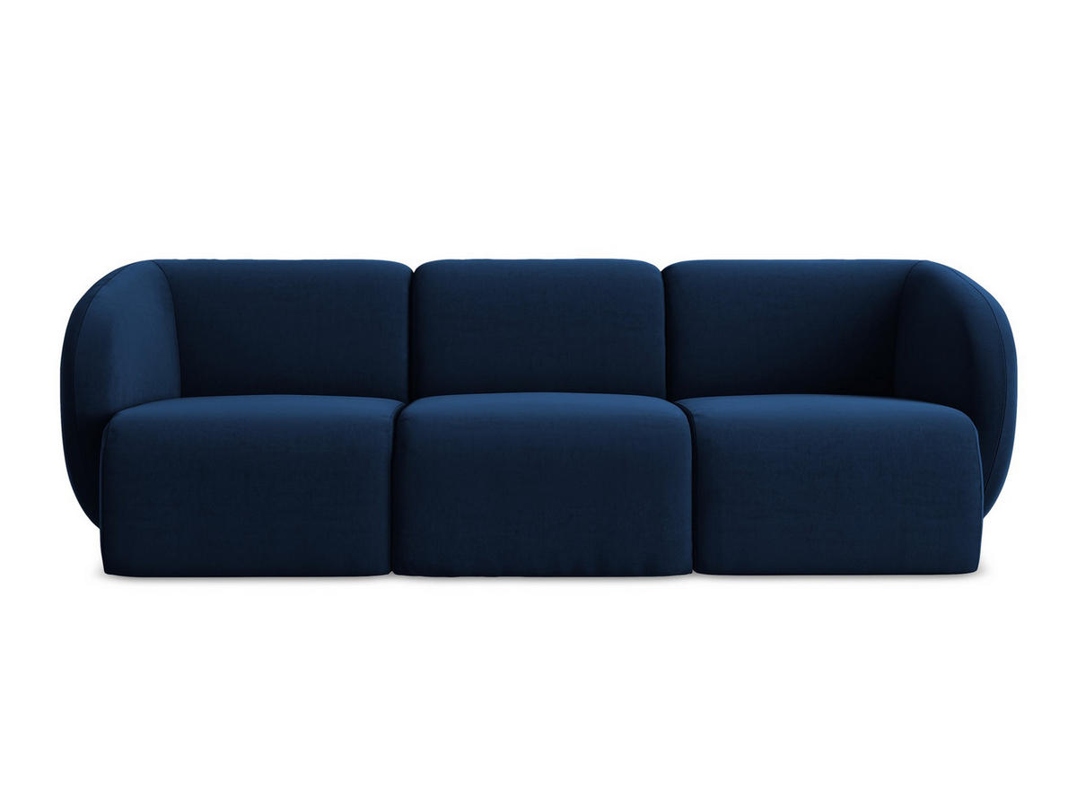 3-SITZER SOFA Samt Stoff Blau - Türkis/Schwarz, Holzwerkstoff/Kunststoff (244/75/94cm) - Makamii