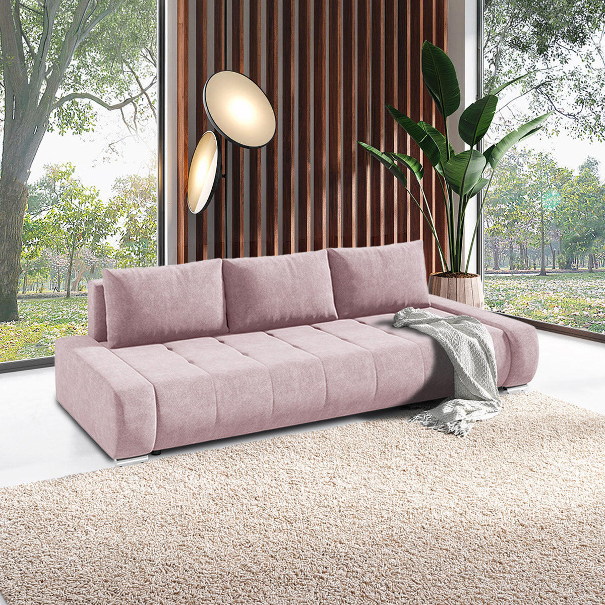 SCHLAFSOFA Jonas 3 Sitzplätze Lila - Rosa, Holzwerkstoff (240/85/110cm) - Petits-meubles
