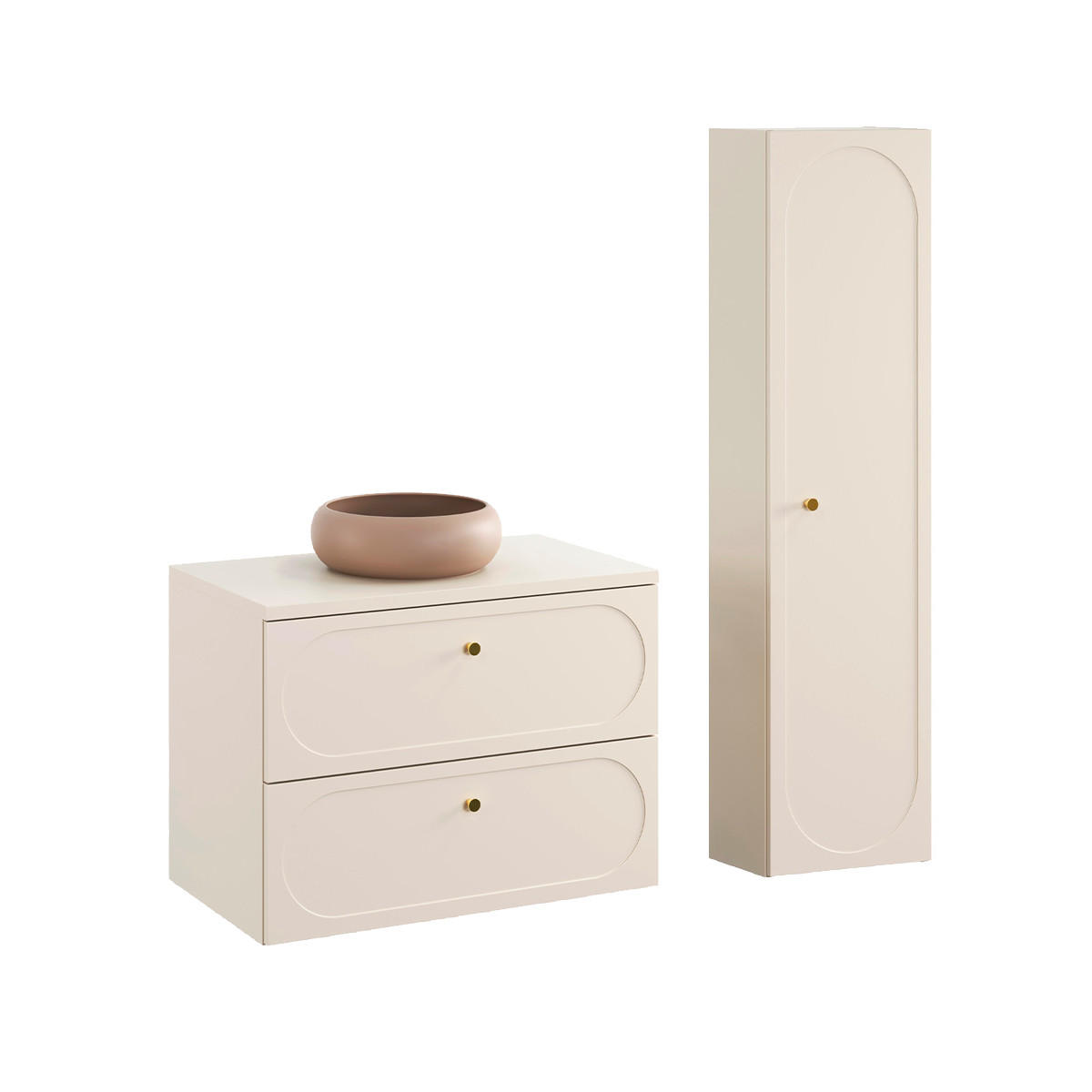 BADMÖBEL 80.6cm Sanae 2er-Set Sandbeige - Beige, Holzwerkstoff (80.6/59/46cm) - Petits-meubles