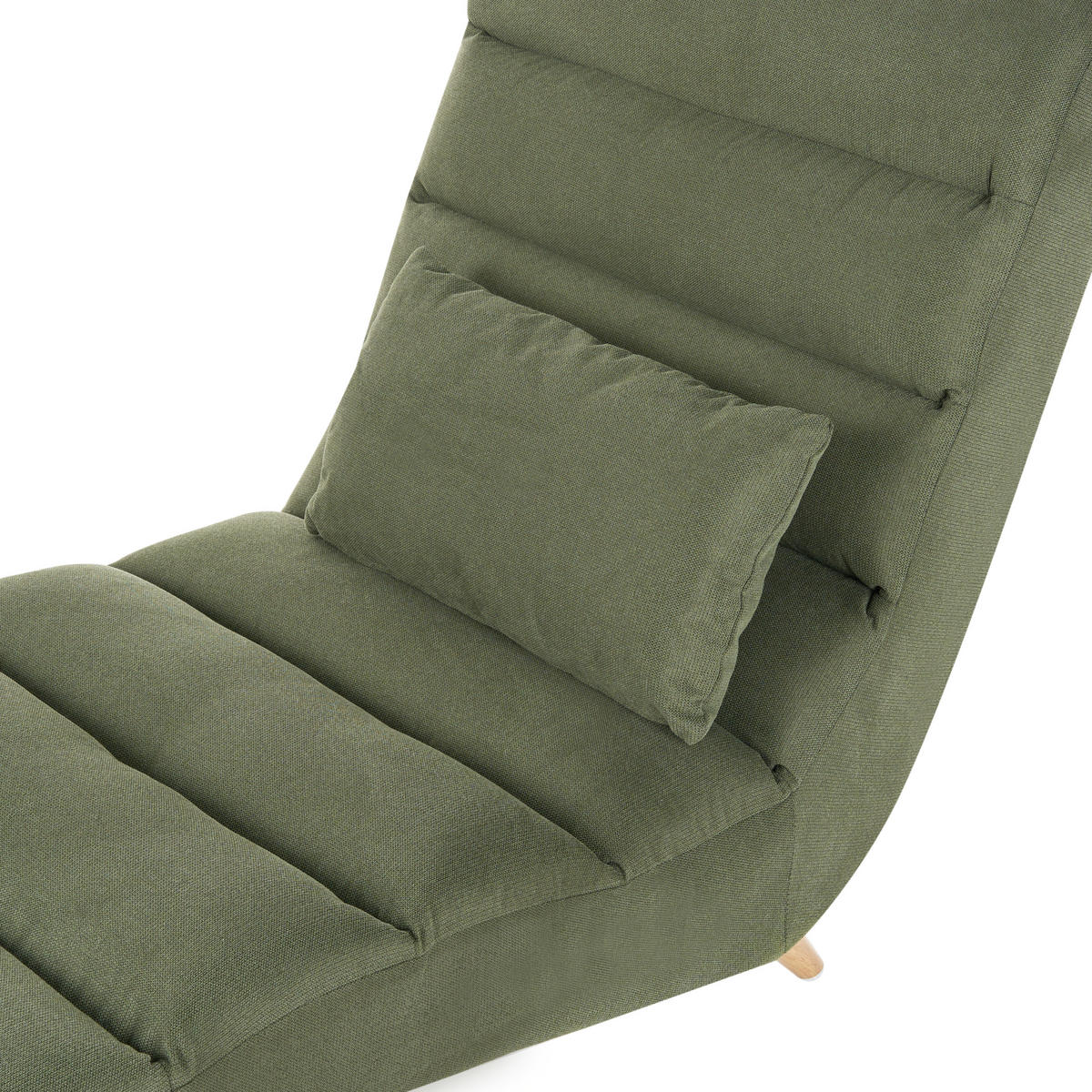 ČALOUNĚNÉ LEHÁTKO CHAISE LONGUE Látka Zelené Rives - zelená barva/hnědá, textil (78/97/160cm) - Beliani