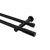 GARDINENSTANGEN-SET Platon Elanto 200 cm, 2-läufig (ohne Ringe), 20 mm Ø Schwarz - Schwarz, Metall (200cm) - INTERDECO