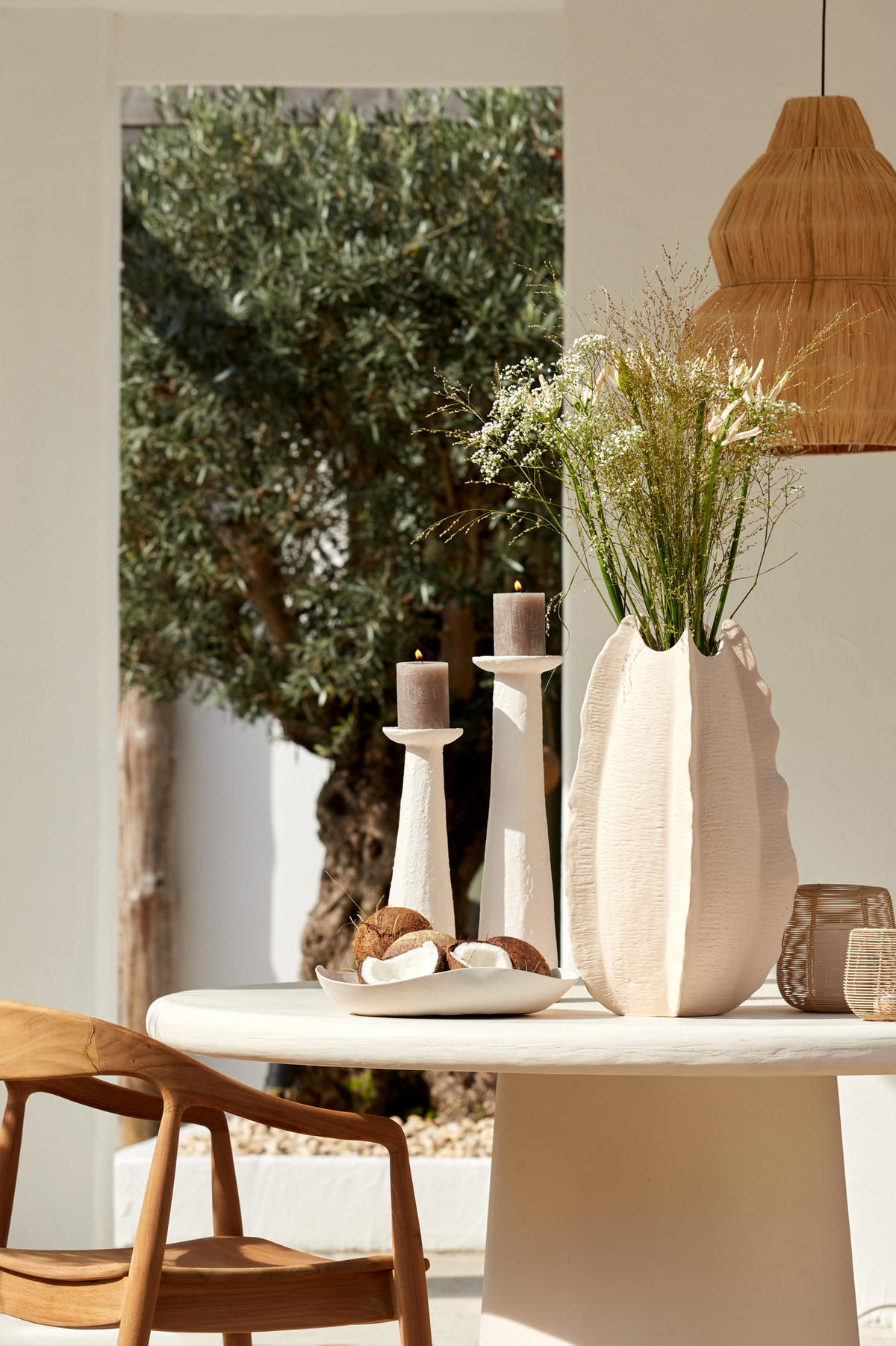 VASE Kelapa Weiß Ø31/53 cm - Weiß, Keramik (53cm) - Light & Living