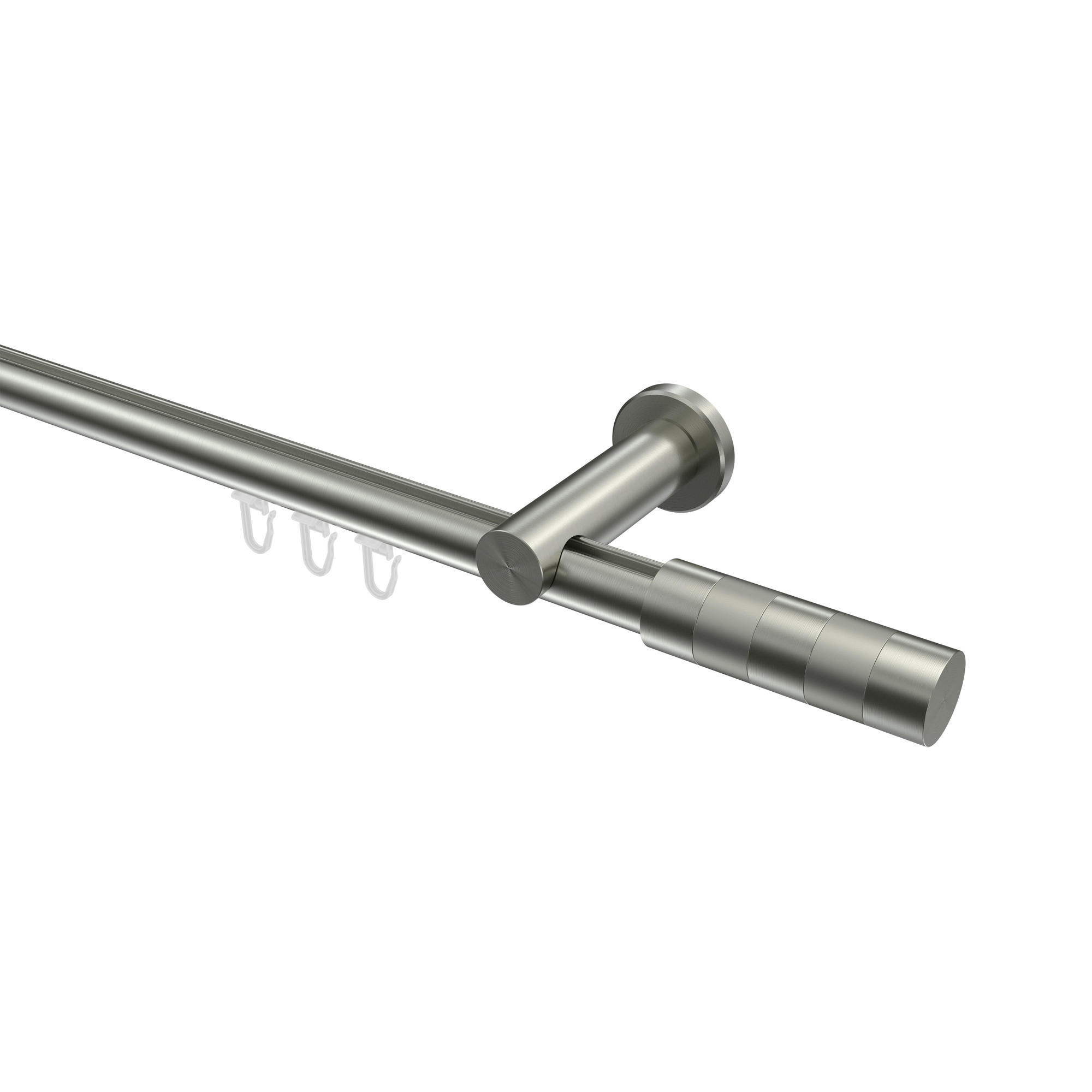 INNENLAUF-GARDINENSTANGEN-SET Platon Mavell 200 cm, 1-läufig, 20 mm Ø Edelstahl-Optik - Edelstahlfarben/Silberfarben, Metall (200cm) - INTERDECO