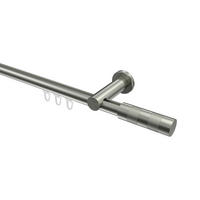 INNENLAUF-GARDINENSTANGEN-SET Platon Mavell 360 cm (geteilt in 2 x 180 cm), 1-läufig, 20 mm Ø Edelstahl-Optik - Edelstahlfarben/Silberfarben, Metall (360cm) - INTERDECO