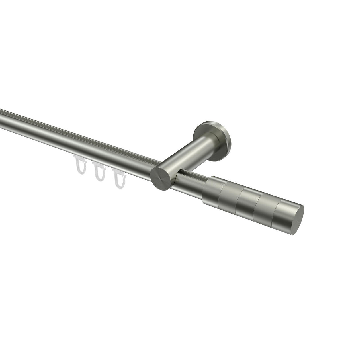 INNENLAUF-GARDINENSTANGEN-SET Platon Mavell 360 cm (geteilt in 2 x 180 cm), 1-läufig, 20 mm Ø Edelstahl-Optik - Edelstahlfarben/Silberfarben, Metall (360cm) - INTERDECO