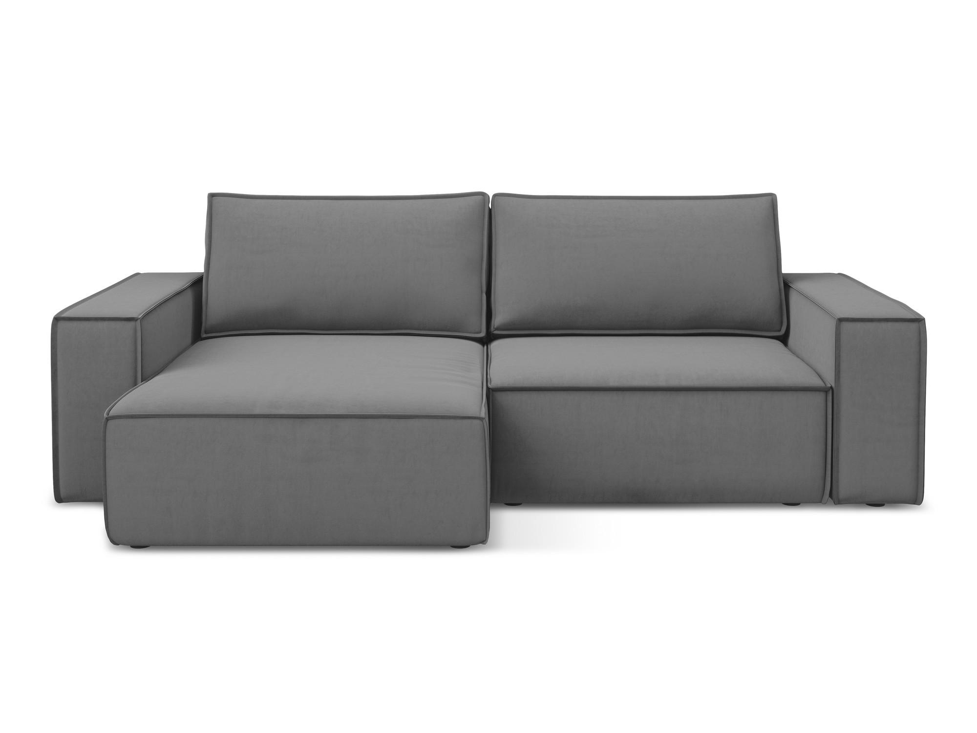 ECKSOFA mit Schlaffunktion Samt Stoff Grau - Schwarz/Grau, Kunststoff/Textil (148/257cm) - Makamii