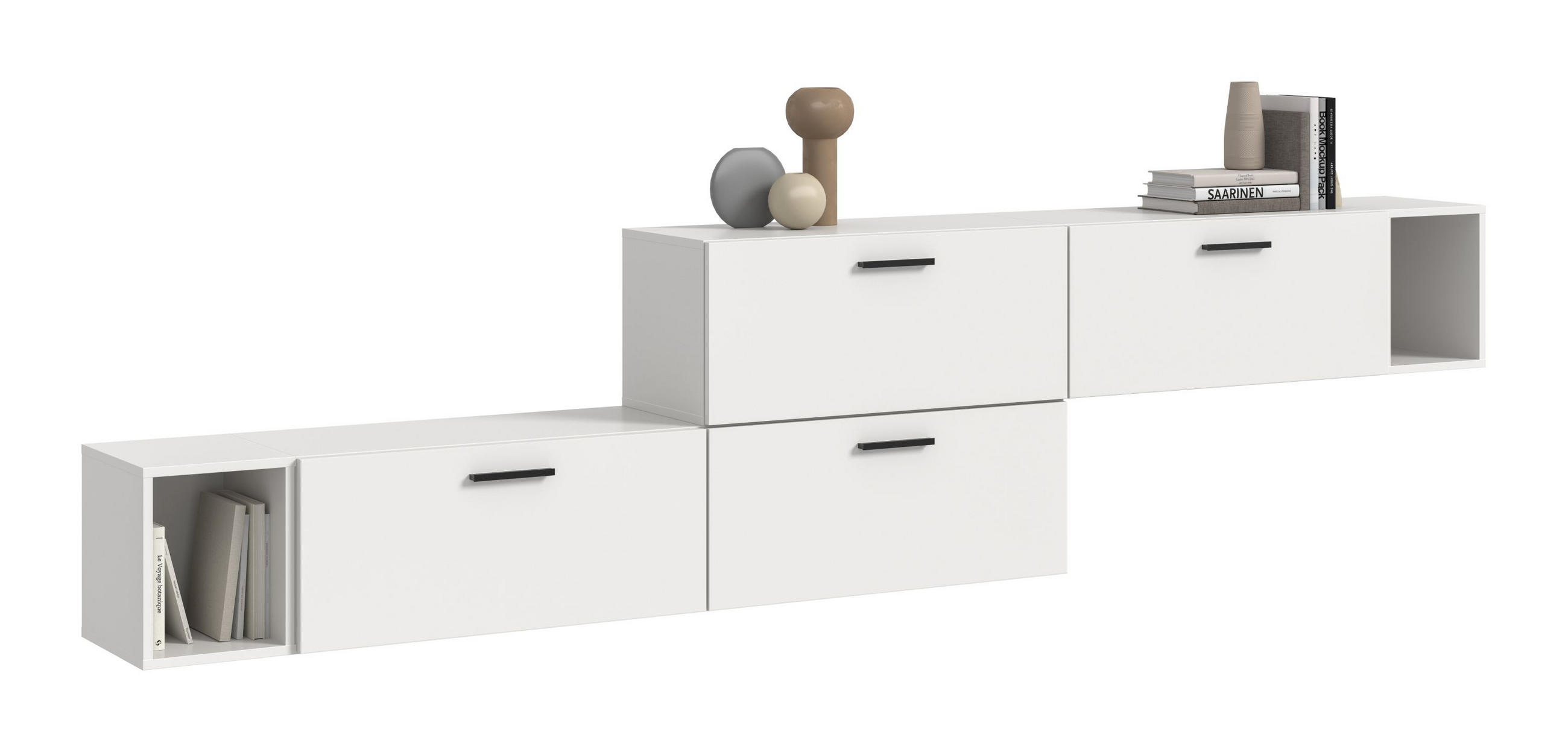 WOHNWAND The One weiß 276/34/97 cm - Weiß, Holzwerkstoff (276/97/34cm) - Xonox