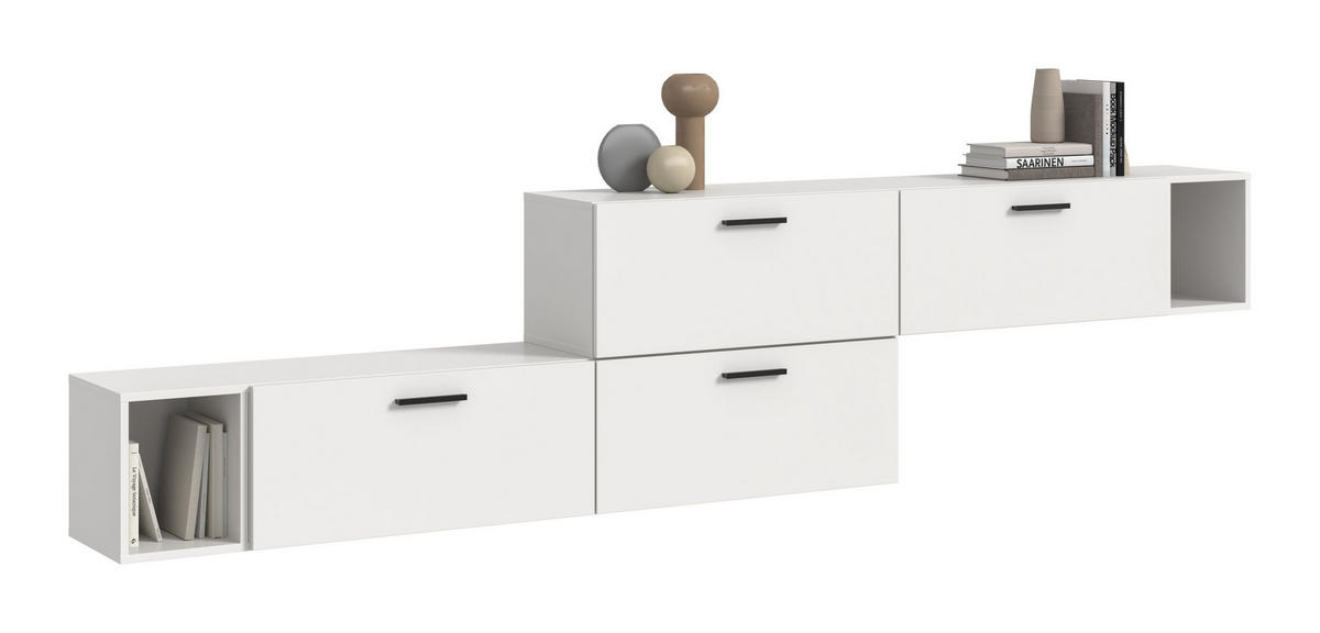 WOHNWAND The One weiß 276/34/97 cm - Weiß, Holzwerkstoff (276/97/34cm) - Xonox