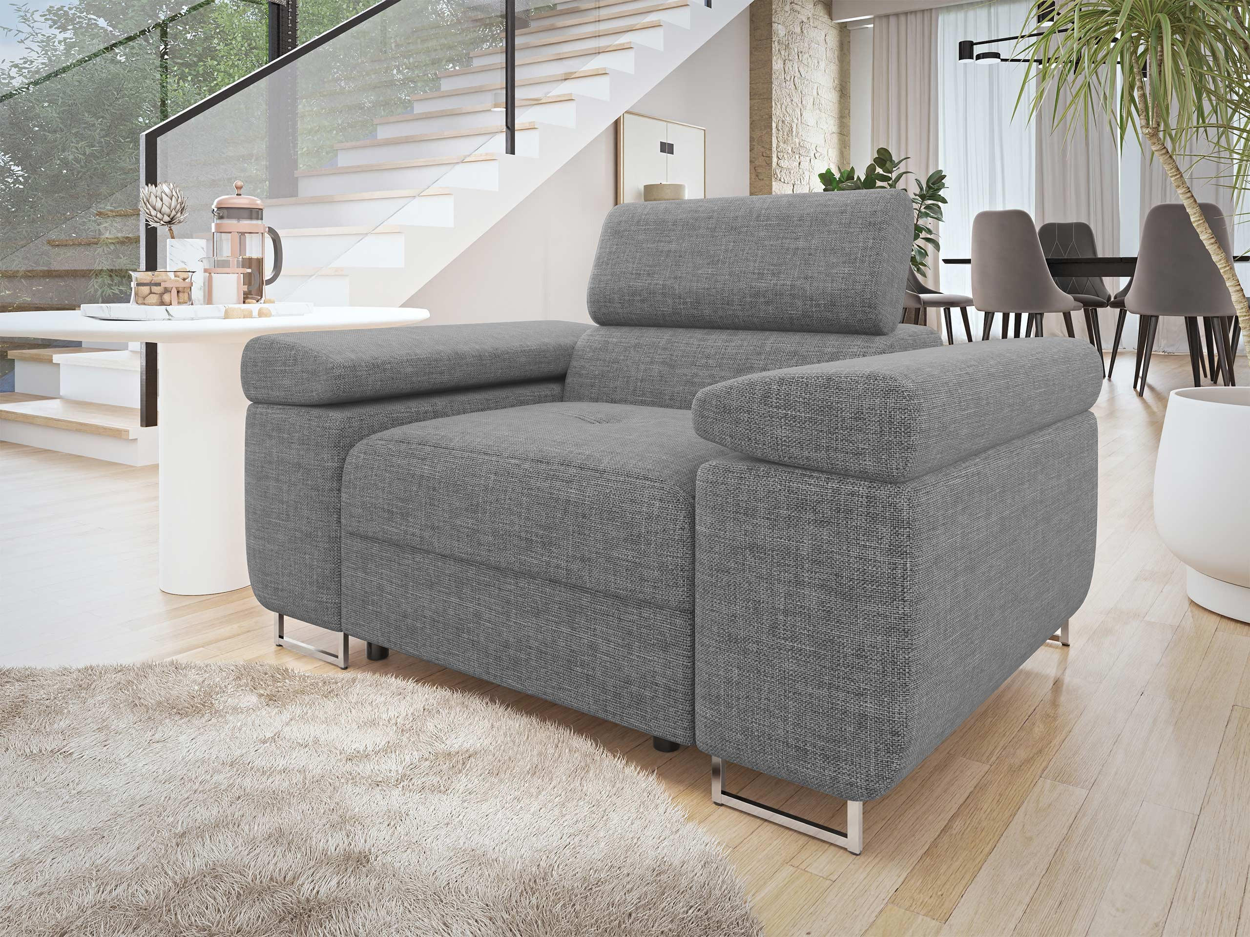 SESSEL Torezio - Hellgrau, Holz/Textil (134/90/102cm) - MIRJAN24