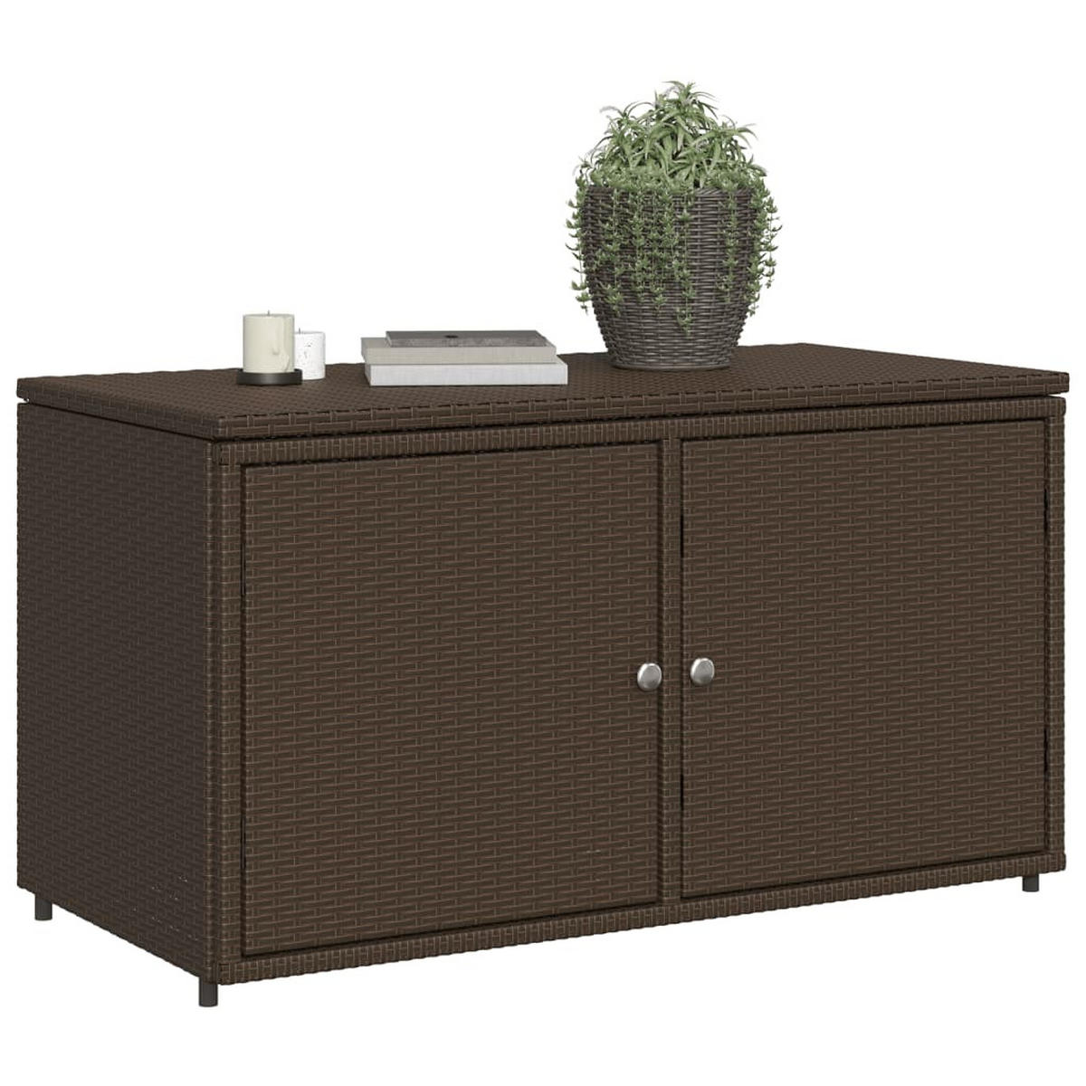 GARTENSCHRANK Braun 110x55x60,5 cm Poly Rattan - Braun, Kunststoff (110/60.5/55cm) - furnicato