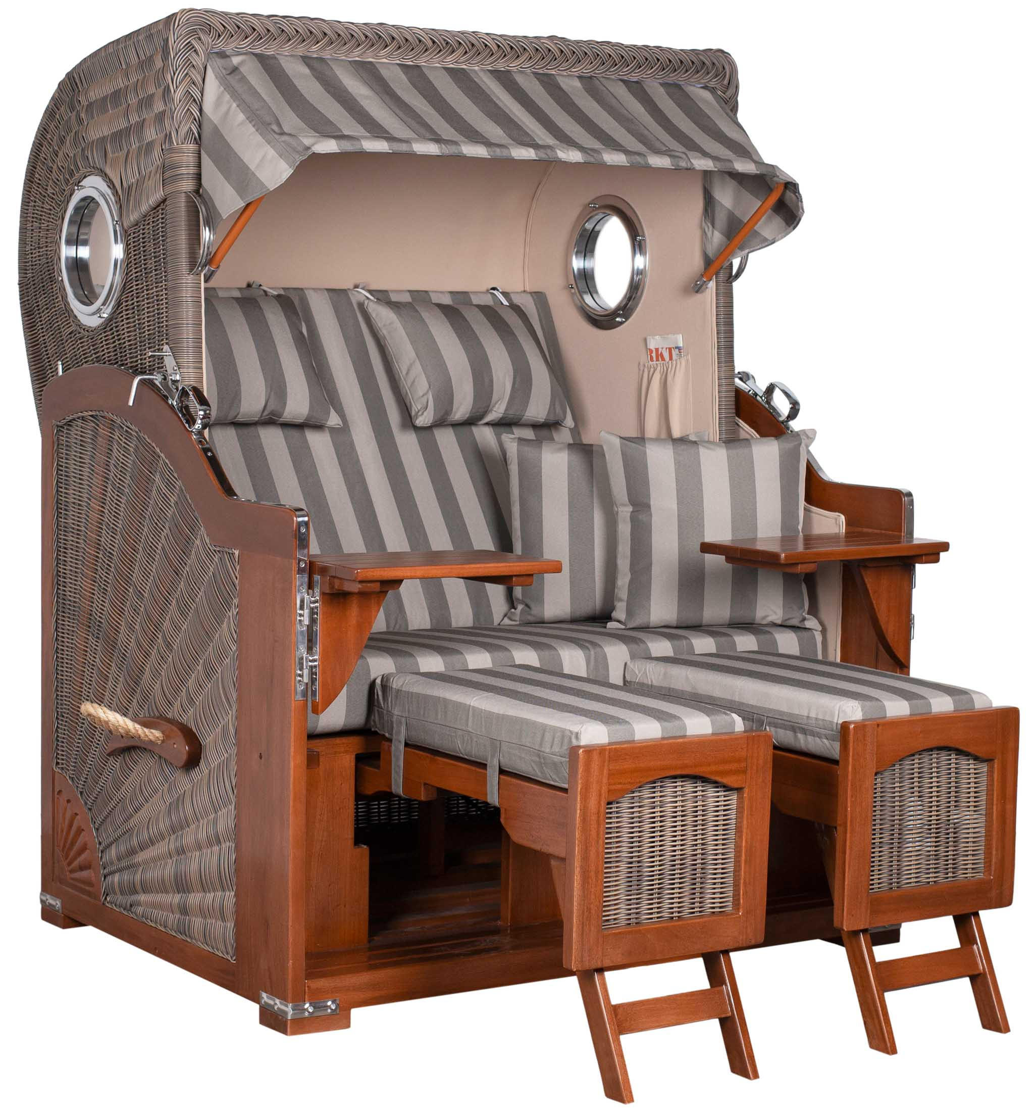STRANDKORB 2-Sitzer Düne Mahagoni 537 - Braun/Grau, Holz (125/170/80cm) - Mr. Deko