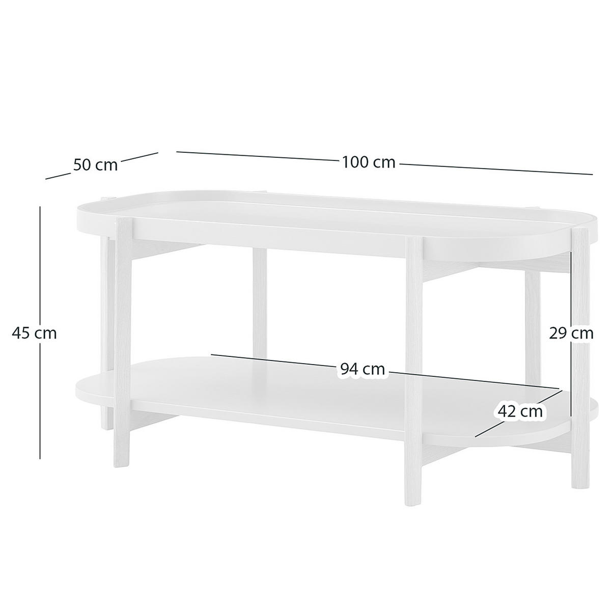COUCHTISCH - Teilmassivholz - Eiche - Blaugrau/Schwarz, Holz/Holzwerkstoff (50/100/45cm) - home24