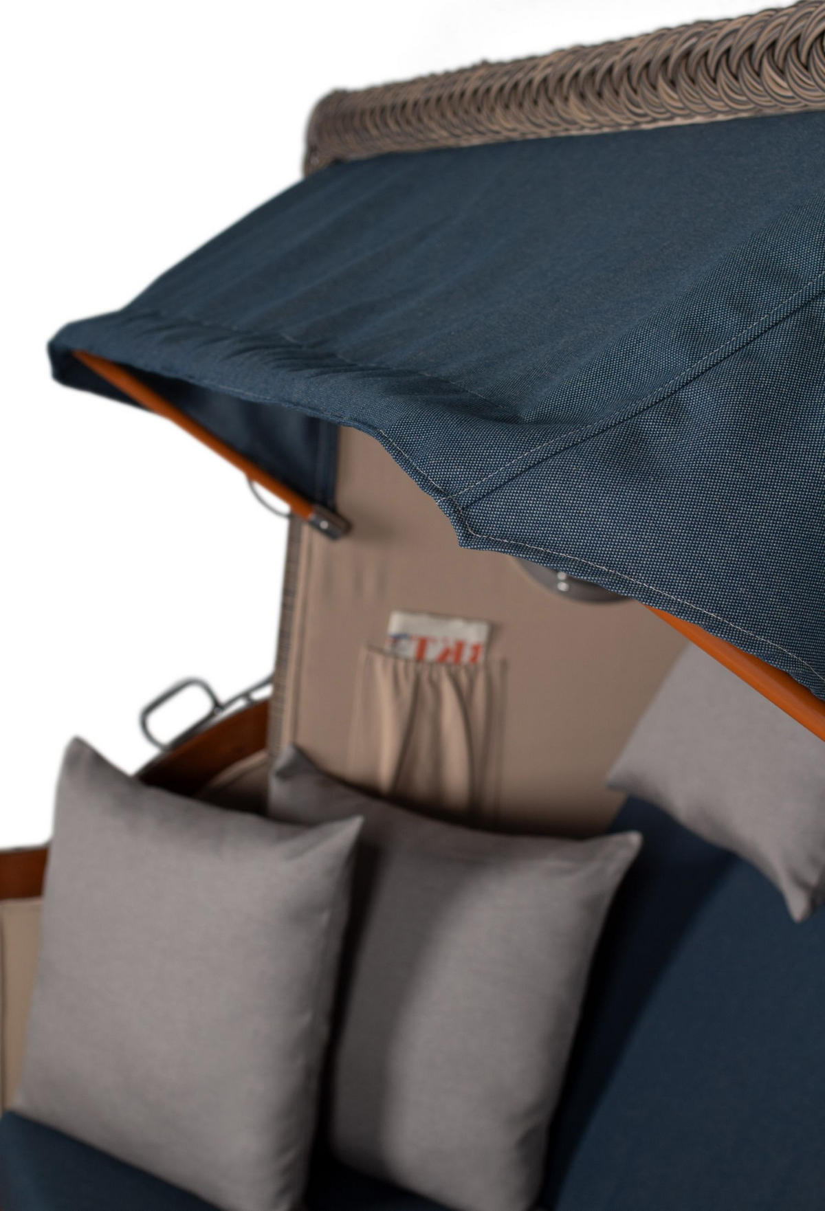 STRANDKORB Komplettset: Ammersee Mahagoni Bullauge - PE grau - Modell 593 - Grau, Holz/Kunststoff (125/165/80cm) - bene living