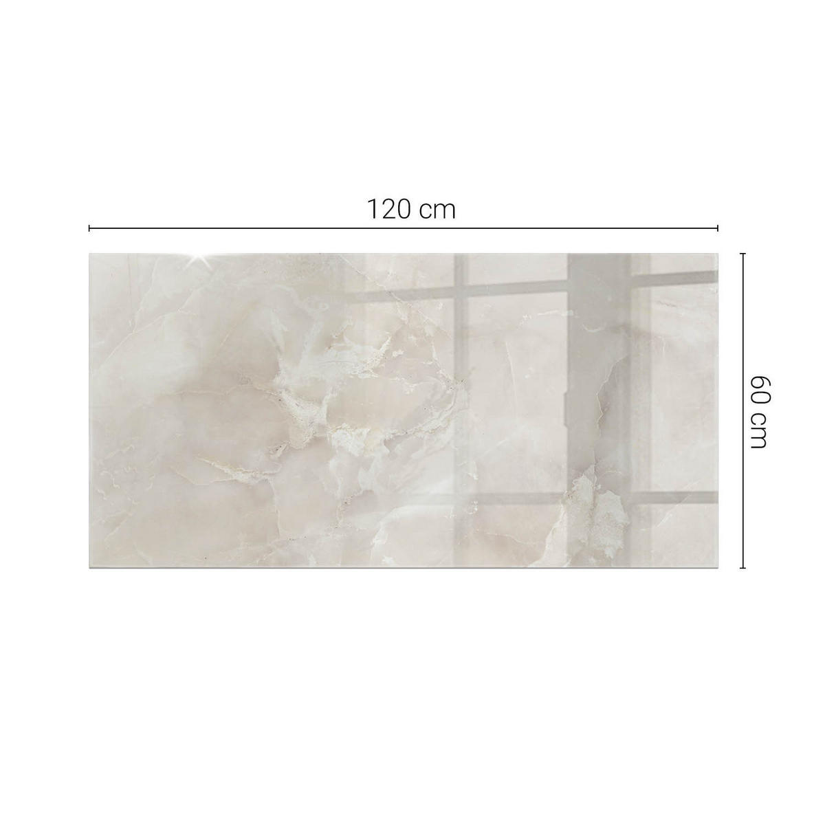 TISCHPLATTE 120x60 cm Marmorstruktur mit Textur - Creme, Glas (120/60/0.4cm) - TULUP