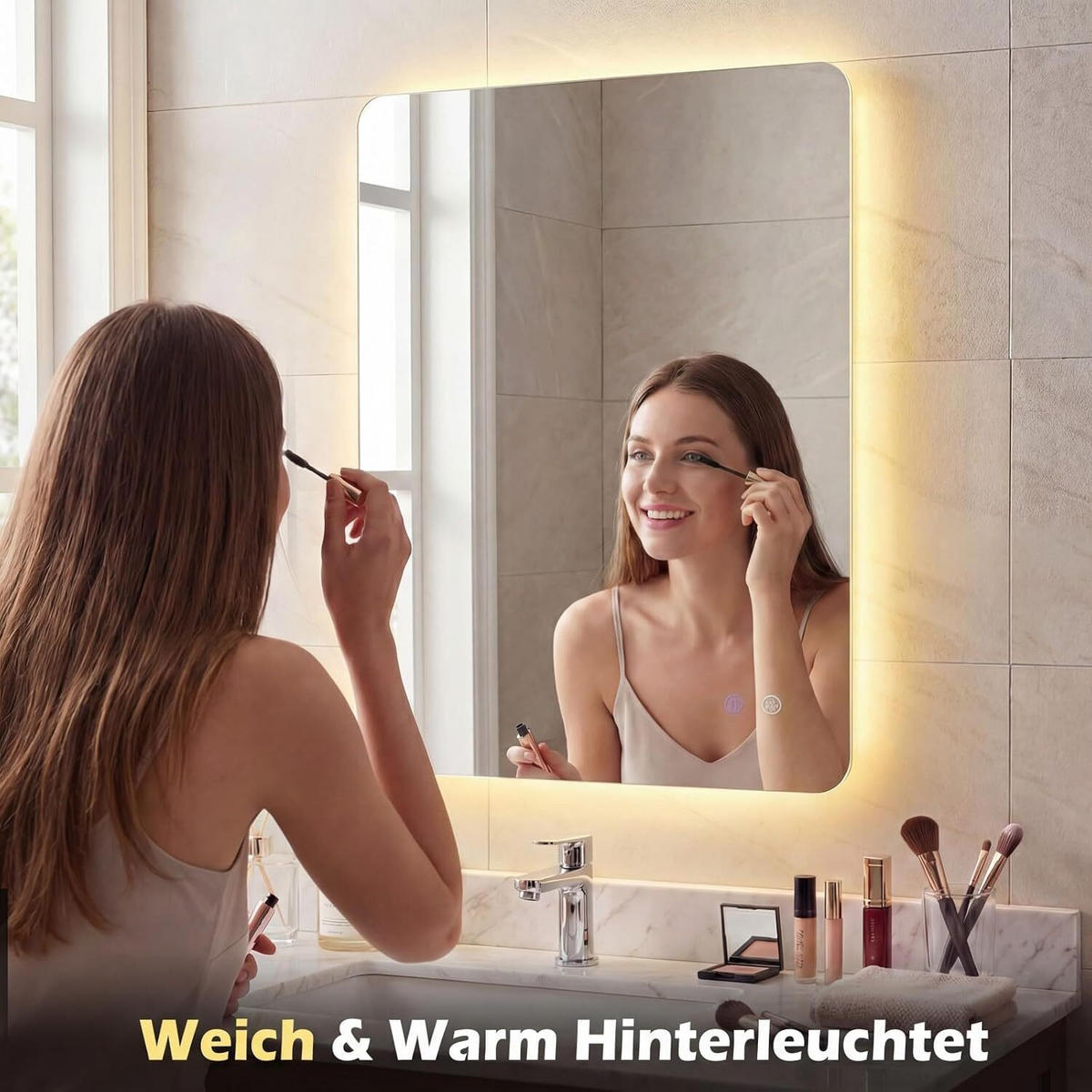BADEZIMMERSPIEGEL rechteck silber - Silberfarben, Glas (60/80/3cm) - COSTWAY