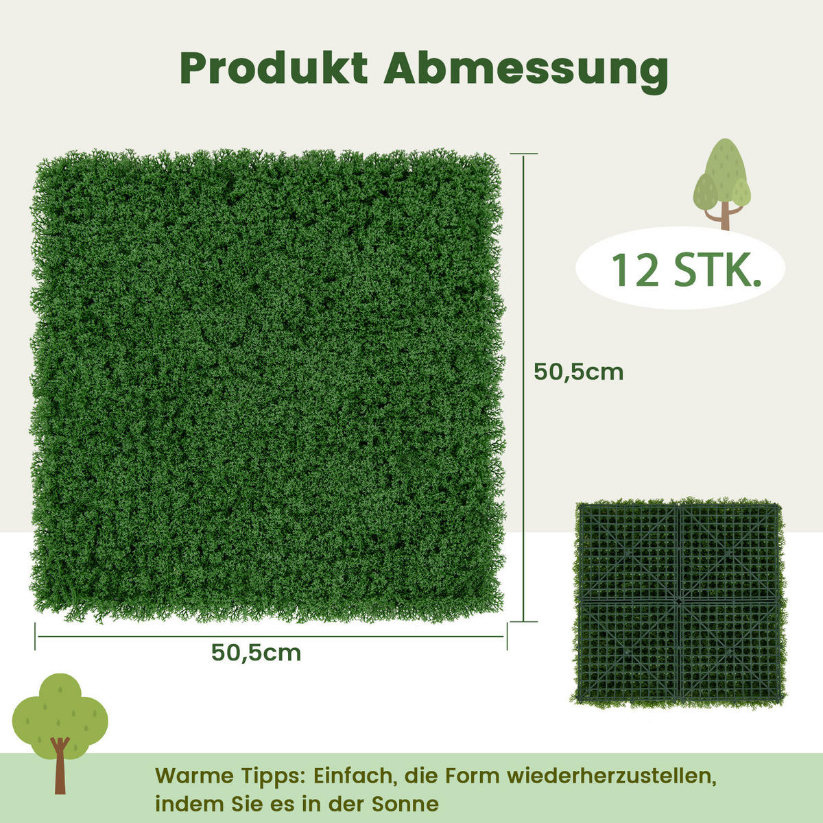 VÄXTVÄGG Grön - Grön, Plast (1cm) - COSTWAY