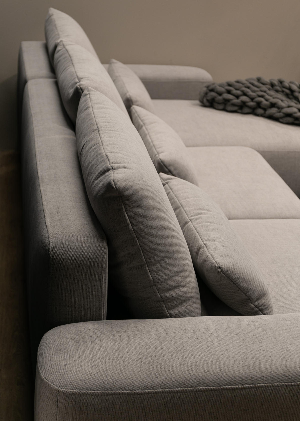 ECKSOFA Carnos Chenille-Bezug in Grau - Grau, Textil (264/162cm) - Selsey