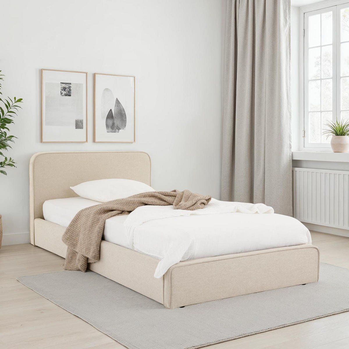 POLSTERBETT MARINI 90x200 cm beige - Beige, Textil (90/200cm) - IDIMEX