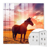 SCHLÜSSELBOX Weiß 30x30 cm – Türöffnung nach rechts - Pferd in der Sonne - Orange, Metall (30/30/5cm) - TULUP
