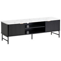 TV-MÖBEL Marmor Optik/Schwarz Glastonbury - Schwarz/Weiß, Holzwerkstoff (140/46/40cm) - Beliani