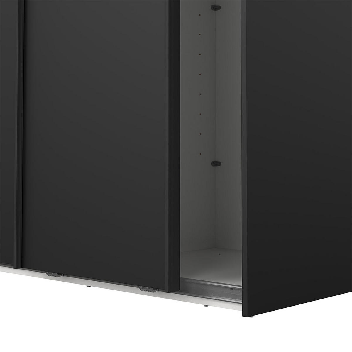 SCHIEBETÜRENSCHRANK, Como, Schwarz, Holzwerkstoff, 119 x 67 x 221 cm - Schwarz, Holzwerkstoff (119/221/67cm) - ebuy24
