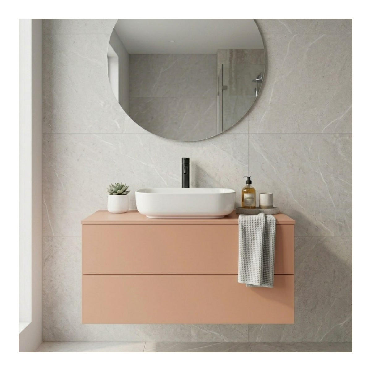 WASCHTISCHUNTERSCHRANK Color 2S 80 Alpaca - Koralle, Holzwerkstoff (80/50/45cm) - mzm24
