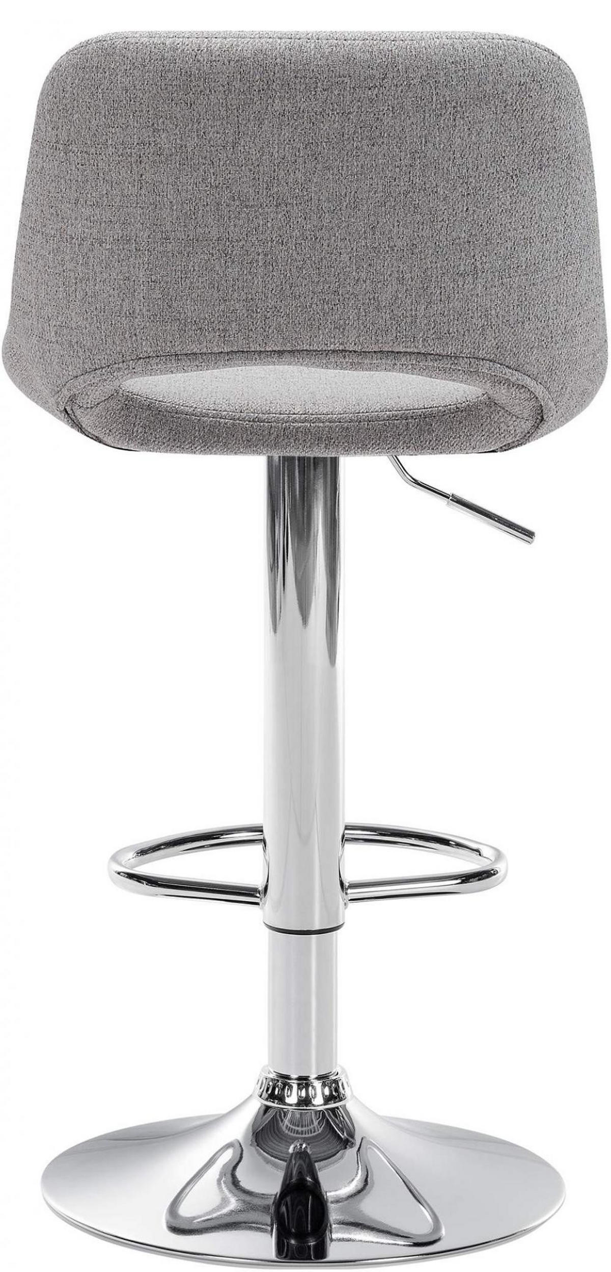 BARHOCKER 2er Set Stoff hellgrau - Chromfarben/Hellgrau, Textil/Metall (42/86/46cm) - CLP