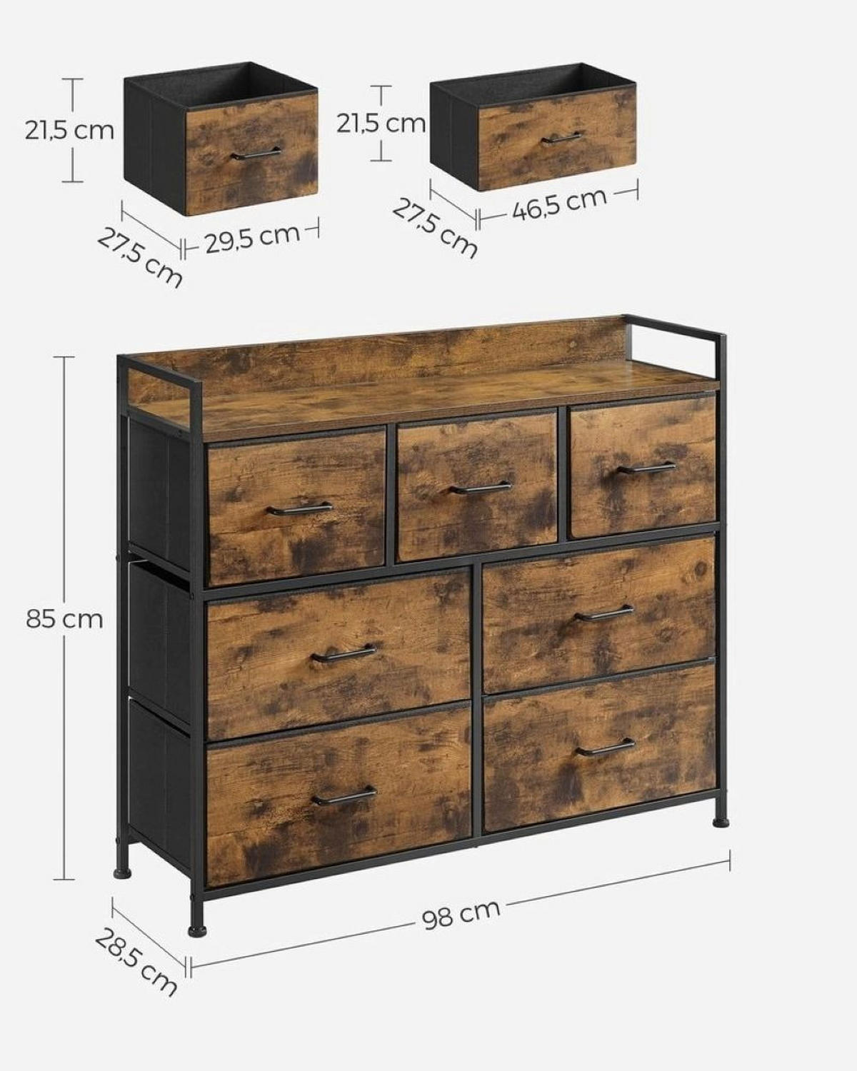 KOMMODE, braun 98/28.5/85 cm - Braun, Holzwerkstoff (98/85/28.5cm)
