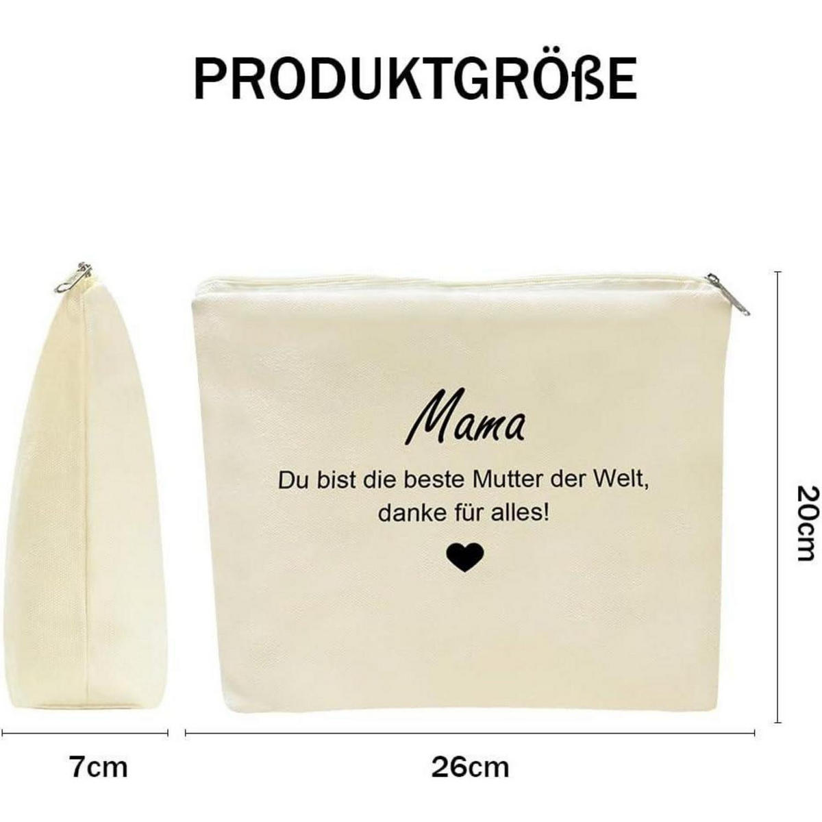 KOSMETIKTASCHE mit Aufdruck 27 x 18 x 8 cm - Creme, Textil (20/7/26cm)