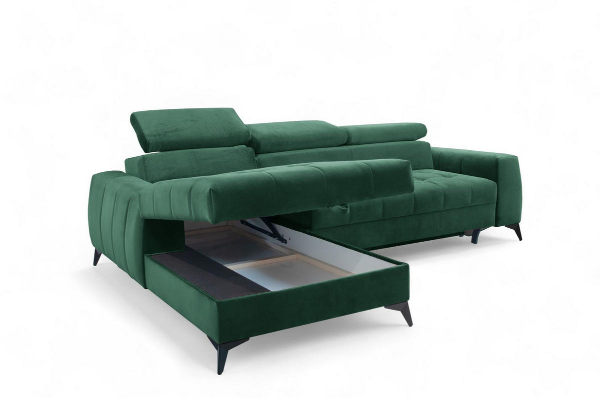 ECKSOFA Agnesa Xs In Salvador - Dunkelgrün, Holzwerkstoff/Textil (260/200cm) - Fun Möbel