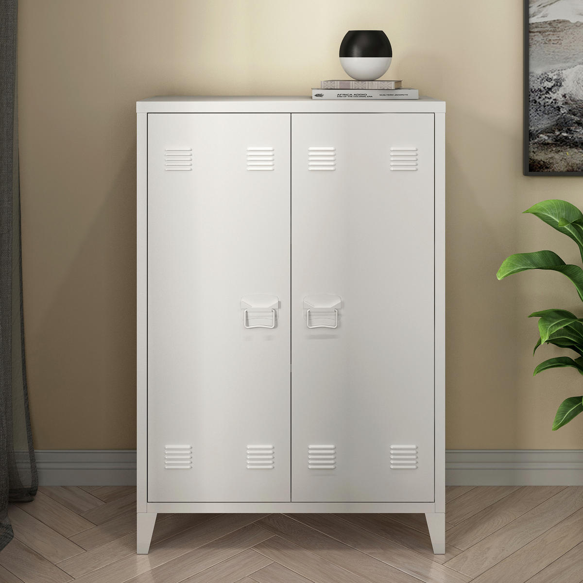 METALLSCHRANK Oripää - Weiß, Metall (75/110/33cm) - [en.casa]