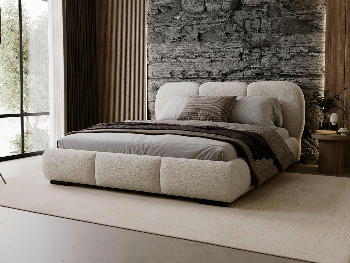 POLSTERBETT mit Stauraum 140x200 Hellbeige - Beige, Holzwerkstoff (140/200cm) - Compleo24