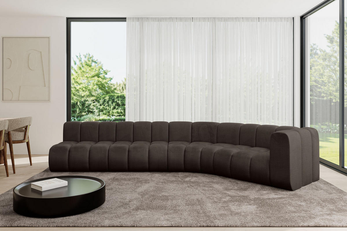 ECKSOFA modulares Sofa Karex-L2 - 399x194x70 cm Braun - Braun, Holzwerkstoff/Textil (399/194cm) - ALTDECOR
