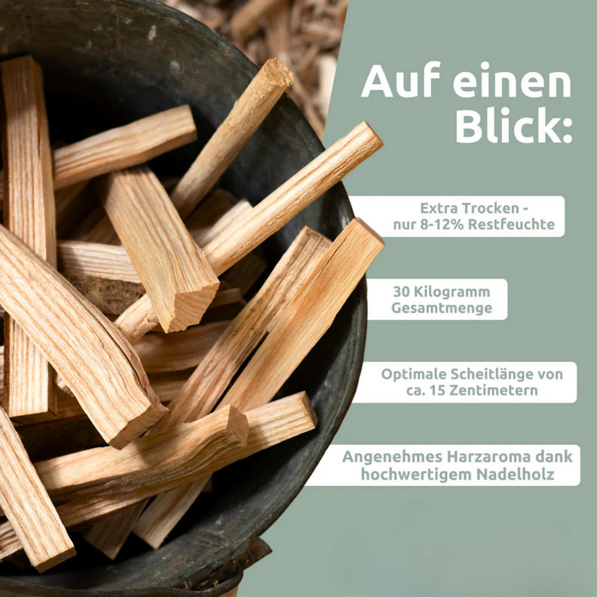 ANFEUERHOLZ Anzündholz 30kg Nadelholz trocken - Braun, Holz (50/50/40cm) - DELUKE