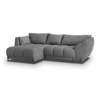 ECKSOFA VESTANO L-S Grau Boucle-Stoff mit Schlaffunktion - Grau, Holz (287/182cm) - MASSENO