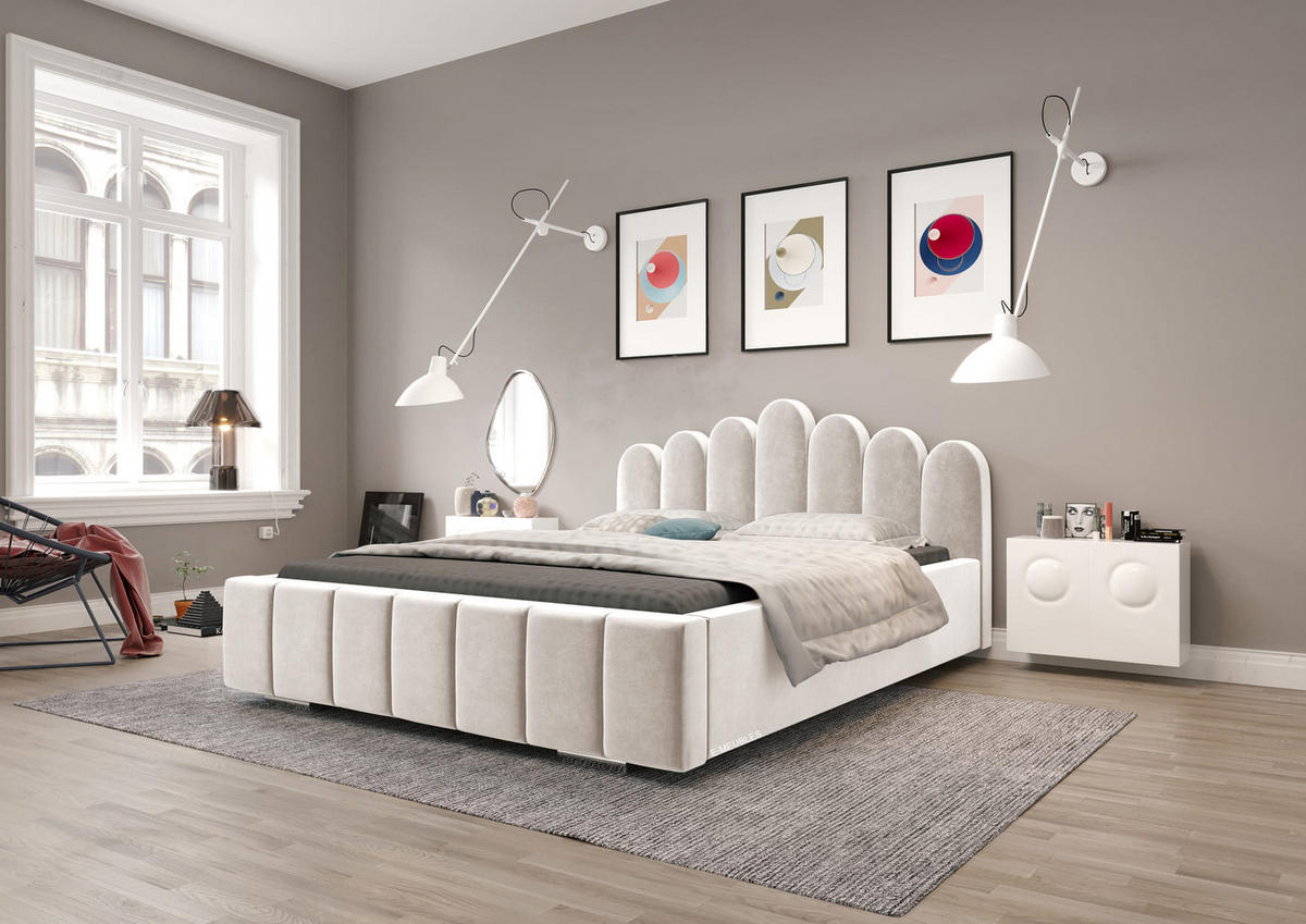 POLSTERBETT Bett 03 - 180x200 - Creame - Beige, Holz/Textil (180/200cm) - Möblo