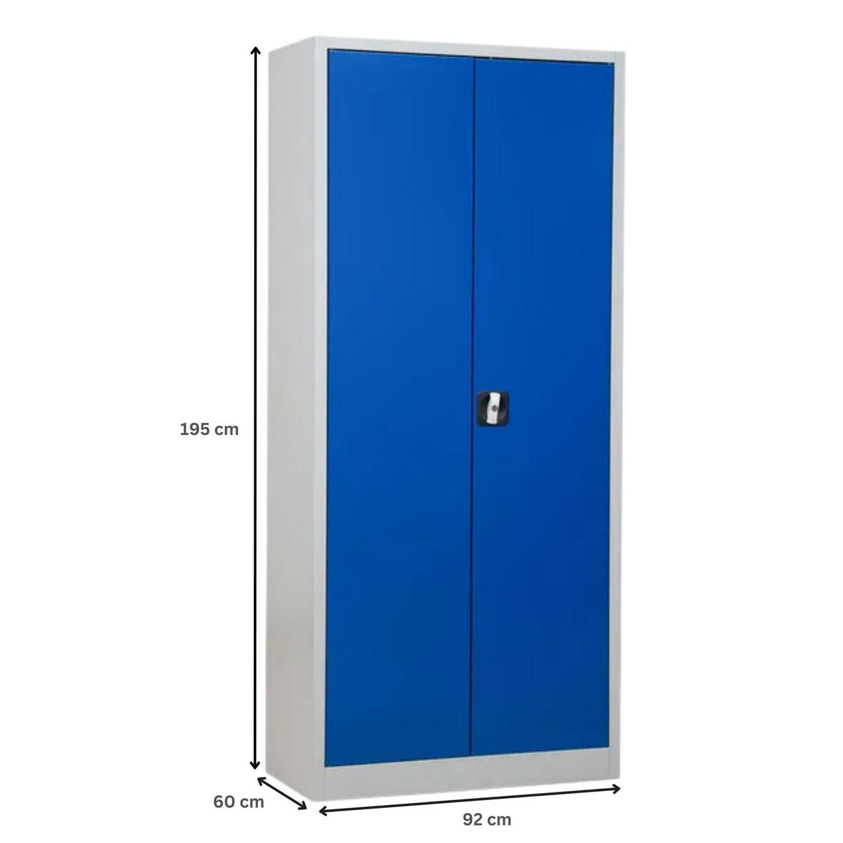 STAHLSCHRANK Bee mit 8 verzinkten Fachböden 195x92x60 cm Korpusfarbe Lichtgrau Frontfarbe Enzianblau - Blau, Metall (92/195/60cm)