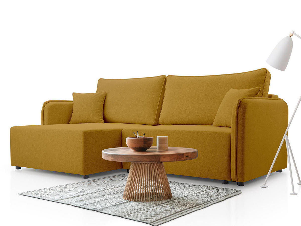 ECKSOFA Malody, Seite: Links - Gelb/Schwarz, Holz/Kunststoff (227/147cm) - MIRJAN24