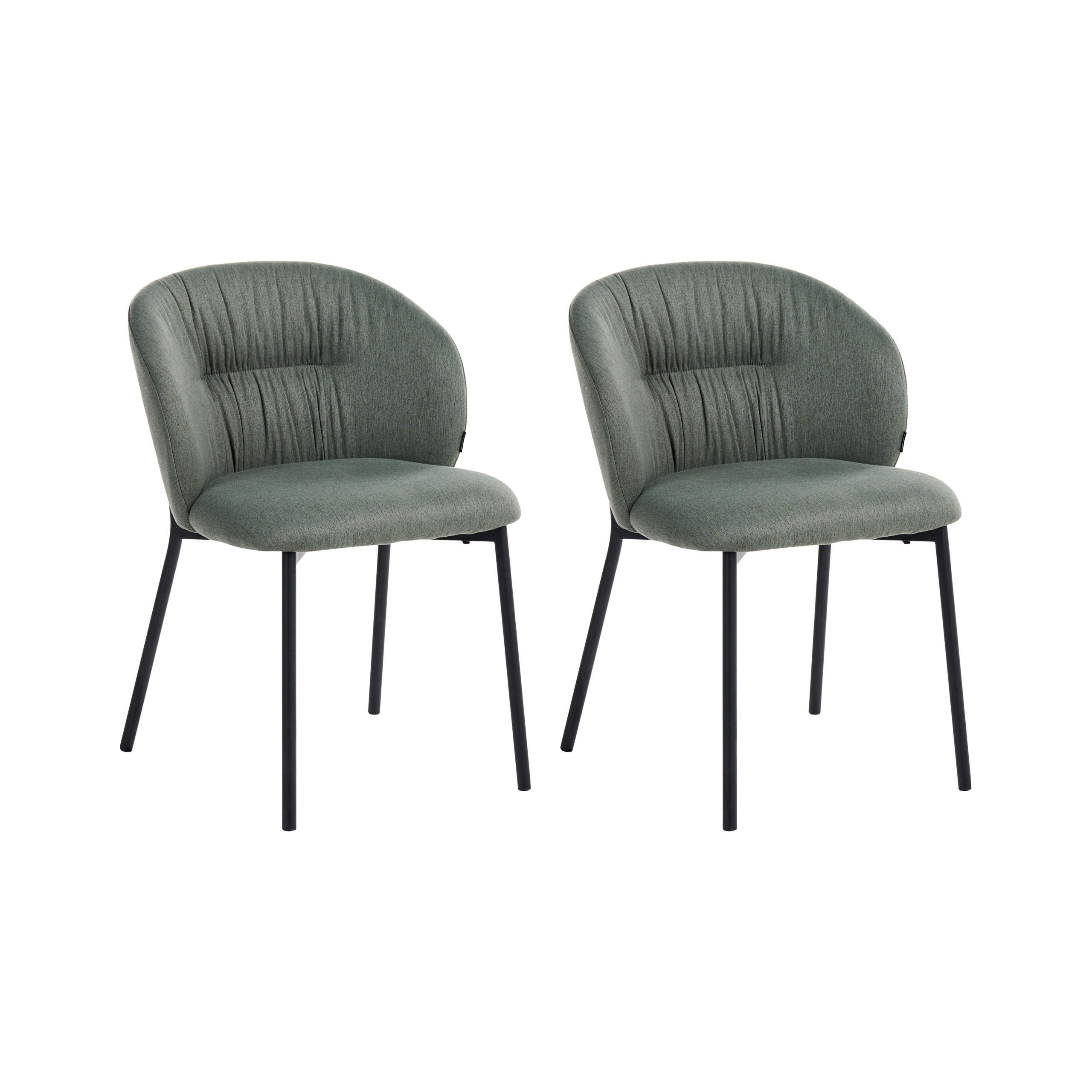 ESSZIMMERSTUHL 2er Set Stoff Grün Mesa - Schwarz/Grün, Textil (55/80/59cm) - Beliani
